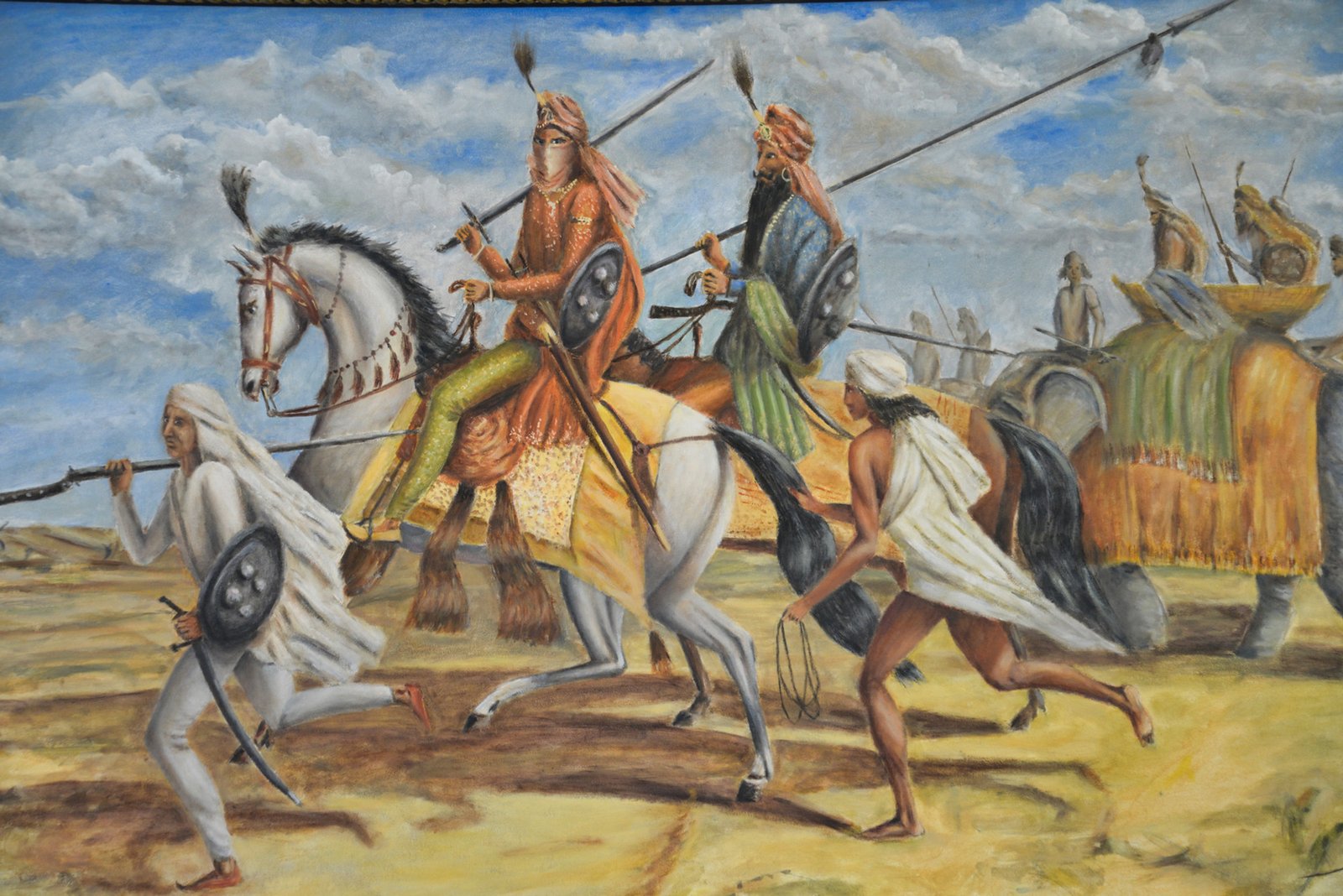 The Sikh Chieftain’s Hunt in color — painting by Navjot Singh